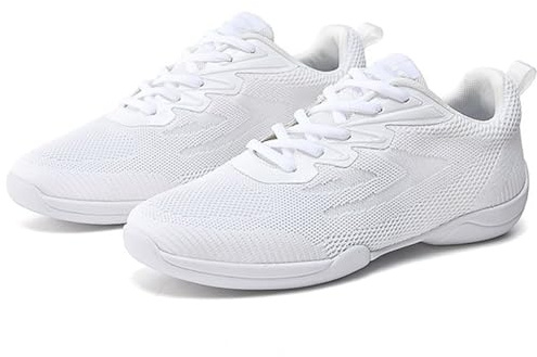 WEHAM Filles Blanches Cheerleading Chaussures de Danse Enfants compétition athlétique entraînement Tennis Cheer Baskets Respirant Marche Chaussures de Sport