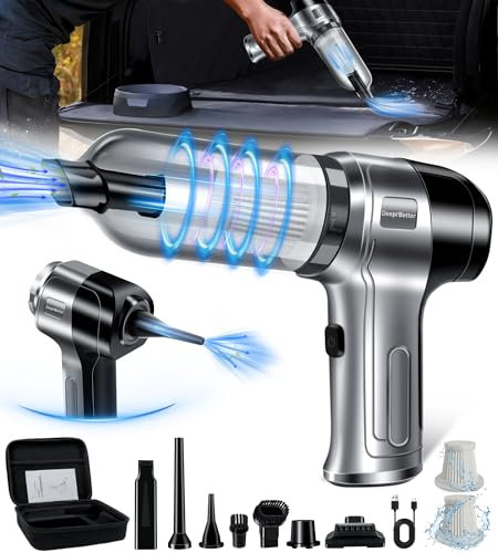 DeeprBetter Handstaubsauger Auto, 15000Pa Akku Handstaubsauger Kabellos USB Wiederaufladbarer, Auto Staubsauger Stark mit Waschbar HEPA-Filter, Nass&Trocken Mini Handstaubsauger für Auto, Haus, Küche