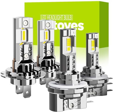 Autoyes 2025 Upgraded H7 H15 LED Headlight Bulb, H7 H15 LED 700% Brighter 22000LM 6500K, 1:1 Size Headlight Bulb Plug and Play,White High Beam Bulb No Adapter Required(Pack of 4)