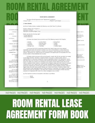 Room Rental Lease Agreement Forms Book, Between Landlord and Tenant, (140 page on one side other blank).