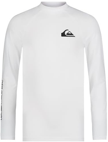 Quiksilver Long Sleeve Rashguard Surf Shirt with UPF 50+ Sun Protection, Kid's Swim Top Maglietta Rash Guard, White Day, 18-20 Bambini e Ragazzi