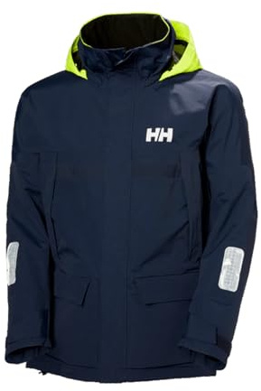 Helly Hansen Men's Pier Jacket 4.0 - Waterproof Sailing Rain Gear - Lightweight Outdoor Jacket - Hooded Foul Weather Gear - 597 Navy - Large