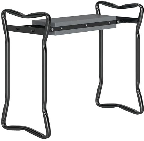 Outsunny Inginocchiatoio da Giardino 2 in 1, Panca di Supporto per Ginocchiere, Pieghevole, Grigio