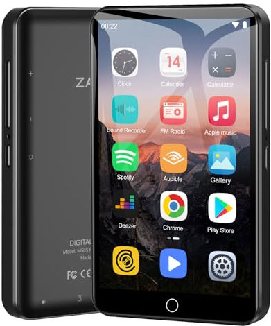 Reproductor MP3 de 80 GB con WiFi y Bluetooth，Pantalla táctil de 4 Pulgadas, Reproductor de música para niños, Reproductor MP4 Android con Spotify, Audible, Amazon Music, Deezer, Play Store (Negro)