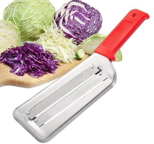 Cortador rallador de acero inoxidable, cortador de doble capa, ayudante de cocina para pepinos, patatas, zanahorias, cebollas, mango antideslizante, espárragos, ensalada de repollo, rallador multiusos
