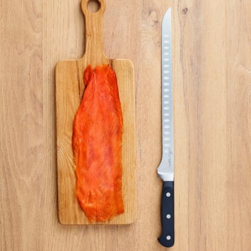 SABATIER - Coltello per salmone PLUTON - 30 cm - Lama rigida, cava e rivetti in acciaio inox - Consente di tagliare il salmone a fette sottili con precisione.