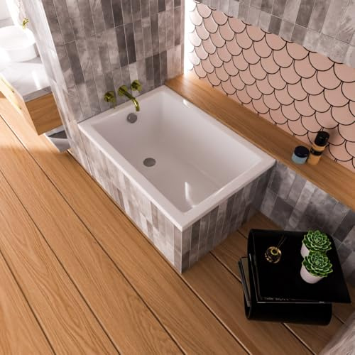 ECOLAM Petit baignoire Marella 100x70 cm | compacte moderne rectangulaire | Ensemble complet | Design élégant