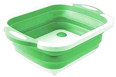 Skärbrädor Multifunktionell Hopfällbar Skärbräda Avloppskorg Hopfällbar Grönsaksgryta Skärbräda Köksförvaring., Grön Vit,Green White