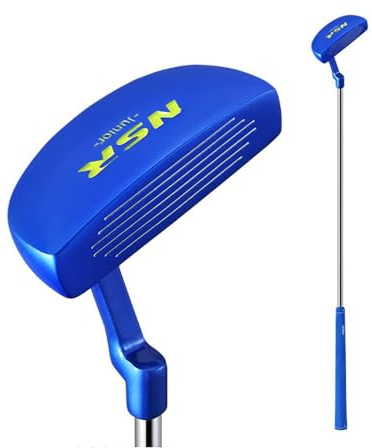 Palos de Putt para niños diestros con línea de alineación para Edades 3-12, Palo de Golf de Empuje Suave para enseñanza de Entrenadores (Azul,6-8 años)