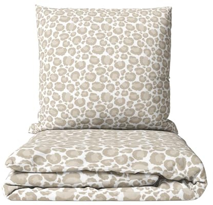 MTOnlinehandel Leoparden Bettwäsche 135x200 + 80x80 – 100% Baumwolle, Öko-Tex Zertifiziert, Reißverschluss Leo Muster Print