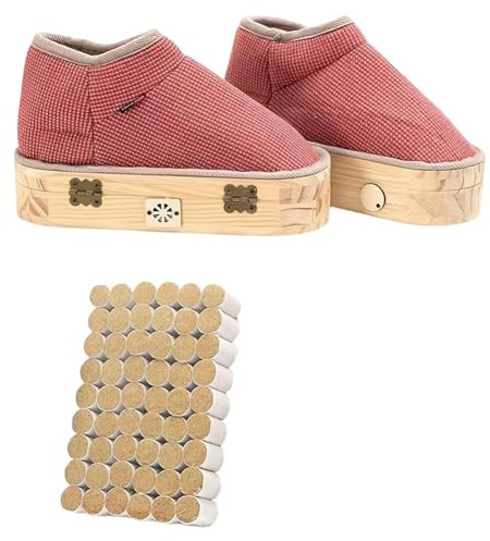 Aundhegrtt for Feet Moxibustion Shoes Wooden Sole, Open Flame Suspension Moxibustion Box Foot Therapy