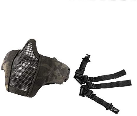 OneTigris Demi-Masque de Protection du Visage Pliable en Maille pour Airsoft Paintball CS L/S