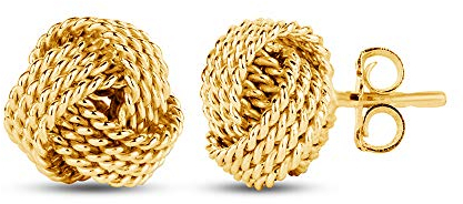 LeCalla 925 Sterling Silber Love Knot Ohrstecker Schmuck 14K Gold plattiert italienisches Design verdreht Draht Love-Knot Ohrring für Frauen - 8mm