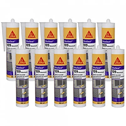 Satz mit 12 Silikondichtstoffen für Zimmereifugen - SIKA SikaSeal 109 Zimmerei - Anthrazit - 300ml