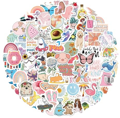 200 Pcs Cute Aesthetic Water Bottle Stickers for Kids, Waterproof Vinyl