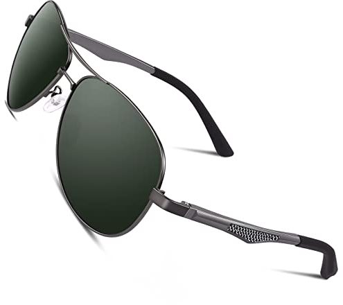 CGID Sonnenbrille Herren Pilotenbrille Polarisiert Ultraleichte AL-MG Metallrahmen Klassische Fliegerbrille UV400 Schutz CAT3 CE Fahren Angeln Laufen Outdoor
