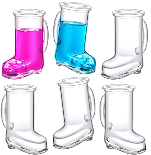 EBOOT Cowboy Boot Shot Glasses(Not Plastic) 1.7 oz Shot Cup Western Party Decorations 6 Pcs Clear Mini Glass Boot Drink Mug Cups Gift for Cowboy Cowgirl Bachelorette Carnival Wedding Birthday Party