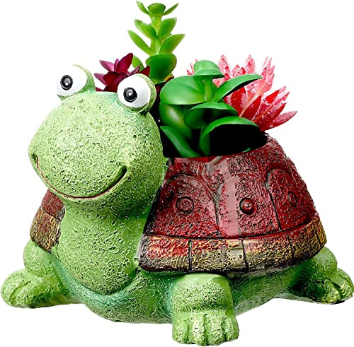 Guidre Macetas Decorativas para Flores y Plantas,Maceta de Tortuga, macetas de jardín de Animales,con Drenaje para Suculentas Cactus para Mesa Jardín Oficina