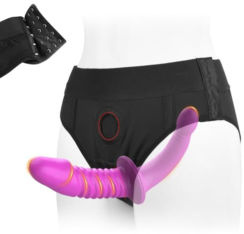 2-in-1 Strapon-on Dildo Doppeldildo Umschnalldildo,Strap on Umschnall für Frauen Lesbian,Abnehmbar Double Dildo Anal Dildo mit Einstellbar Strapon Unterwäsche,Sex Spielzeug für die Frau