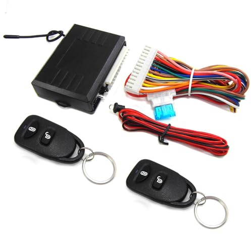 Shkalacar Sistema de acceso sin llave para coche, 12 V, cierre centralizado universal, reequipamiento con caja de control, indicador LED, 2 mandos a distancia, juego de cerradura central de puerta