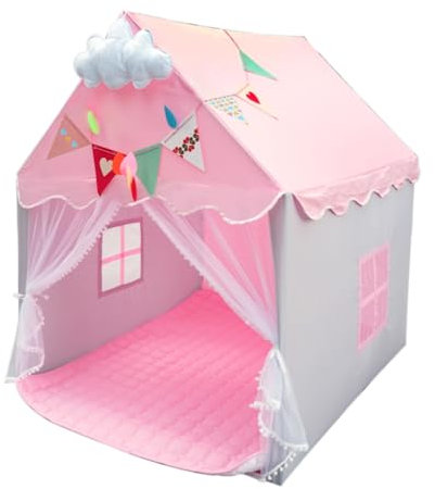 KORIMEFA Pricess Wendy House, Play Pop Up Tent for Kids Toddler Age 1-8, Playhouse Indoor Girls Children Toy, Princess Castle, Pink, 104x120x130cm