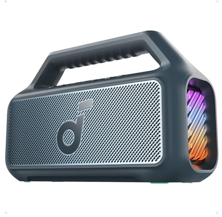 soundcore Cassa Bluetooth Portatile Boom 2, 80W Booming Sound con Subwoofer e BassUp 2.0, 24H, IPX7, Luce LED, USB-C, EQ Personalizzato, per Esterni, Campeggio Spiaggia e Giardino (Ricondizionato)