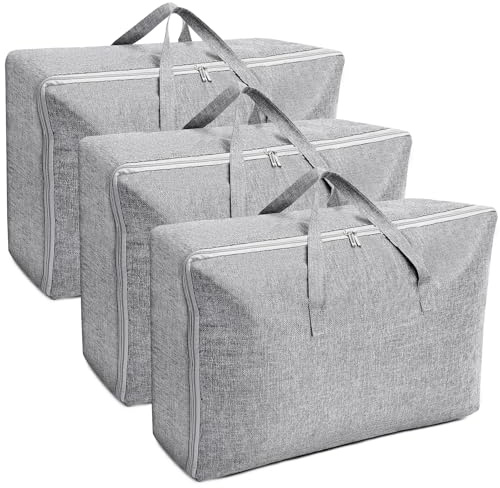 AiQInu 3 Pezzi Grandi contenitori per Vestiti 105L+84L+70L, Impermeabile Contenitori Sottoletto con Maniglia, Salvaspazio Pieghevole Organizzatore Armadio per Abbigliamento Coperte Piumoni