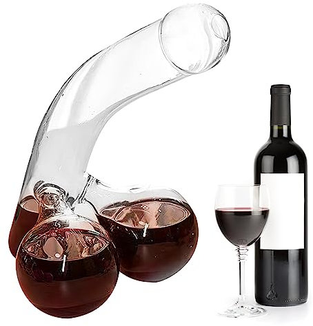 BRISKORE Lustiger Dekanter Whisky Karaffe, Dekanter Rotwein Einzigartiger Glasbehälter für Scotch Whisky Wein Dekantierer Glaskaraffe Weindekanter, 550ML Weinkaraffe Lustiges Geschenk für Ihre Lieben