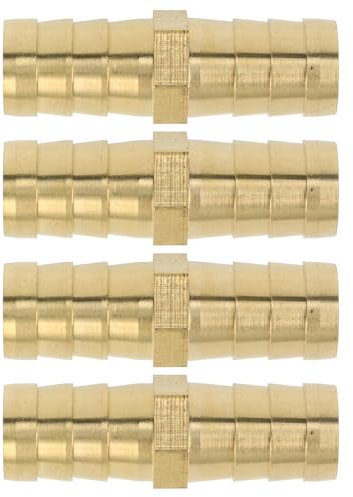 Motoforti Conectores De Latón Para Manguera 35/64 Conector Recto De Latón De 2 Vías Para Aire Agua Aceite Gasolina 4 pcs