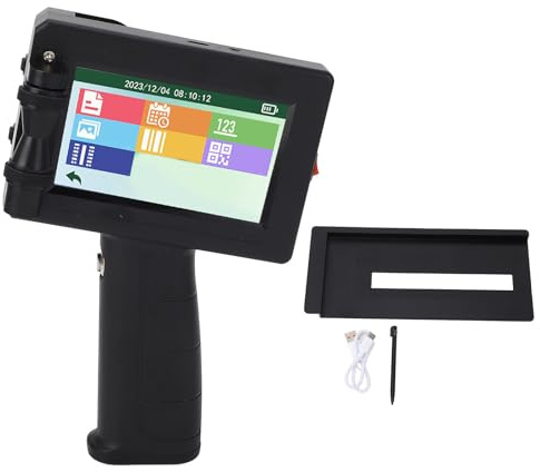 Marhynchus Pistola per Stampante a Getto D'inchiostro Portatile, Touchscreen LED 4,3 Pollici, CPU a 4, Stampa Versatile su Legno, Plastica, Etichette, Design Ergonomico, Scrittura a
