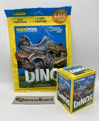 manuelkant Starter Album + Scatola da 36 bustine di figurine per la raccolta DINOS NATIONAL GEOGRAPHIC KIDS PANINIPEDIA