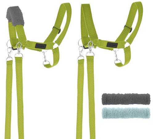 SKIPPI Cavezza per Hobby Horse - Verde Chiaro, Hobby Horse Accessori, Set Redini e 2 Coperture in Pile, Taglia Unica