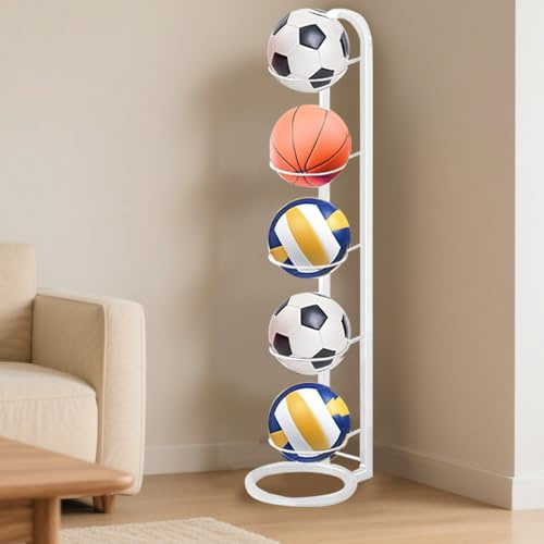 Kleemeiero Support de Rangement Pour Ballon 5 Balles Porte Ballon Basketball Support de Ballons en Metal Rangement Garage