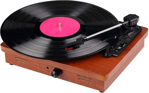 ZJFHEYUO Tourne-Disque Portable 3 Vitesses, Compatible avec Les disques vinyles 33/45/78, Enregistrement phonographique Bluetooth