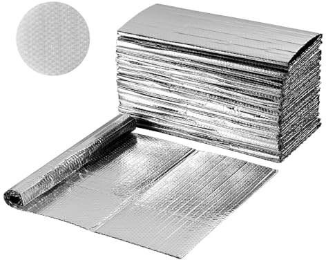 VEVOR Double Reflective Insulation Sheet, 16PCS Double-Sided Aluminum Foil Radiant Barrier, 6mm 24 in x 4 ft, Dual-Layer Air Bubble Heat Reflective Shield, Thermal Insulation Rolls for Window RV Roof