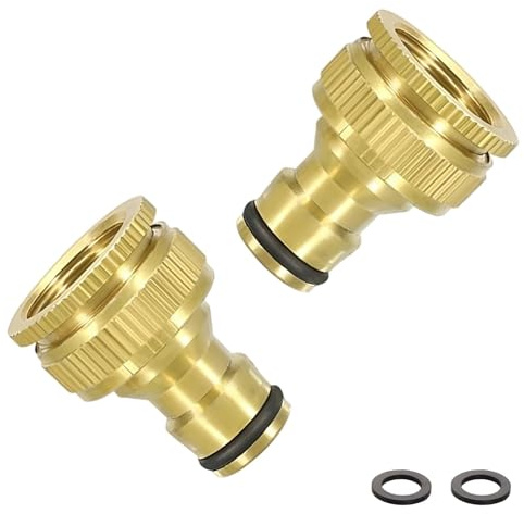 DEANKEJI 2 Piezas Adaptador Grifo Manguera, 3/4 de Pulgada y 1/2 Pulgada Enchufe Rapido Manguera Agua, Latón Conector para Grifo Agua, para Mangueras de Jardín y Lavadoras
