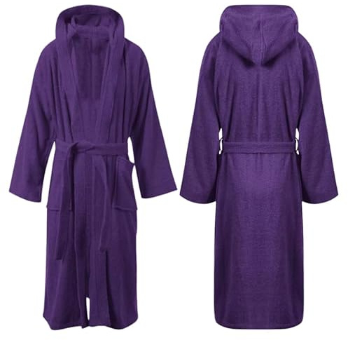 Unisex Egyptian Cotton Bath Robe 100% Luxury Terry Towelling Dressing Gown Soft Hooded or Shawl Neck Loungewear Housecoat for Men Women