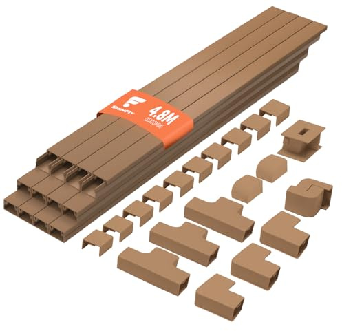 shinfly Kabelkanal, Kanal för Elkablar, Kabelskydd, Vit Kanal för Att Dölja Kablar, Självhäftande Kanals för Vägg, TV – Brun 15mm x 10mm