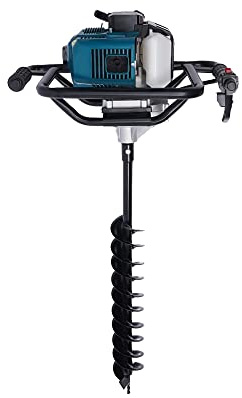 Bdneygtyr Bensin jordborr 52 cc 2-takts 1,7 KW jordhålsborr med 2 borrhuvuden 10 & 20 cm för staketstolpar, trädgård, trädgård, trädgårdsborr inkl. förlängning och skyddsglasögon