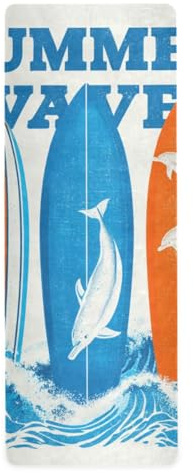 Summer Waves Board Dolphin thin yoga mat for outdoor printed, non slip, non slip yoga towel and bag tapete para ejercicio 71x26 inches