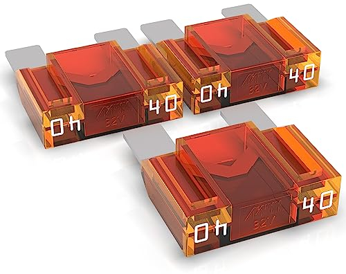 AUPROTEC Maxi Flachstecksicherung 20A - 80A Stecksicherung Schmelzsicherung Auswahl: 40A Ampere orange, 3 Stück