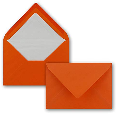 75 Briefumschläge Orange - DIN C6 - gefüttert mit weißem Seidenpapier - 80 g/m² - 11,4 x 16,2 cm - Nassklebung - NEUSER PAPIER