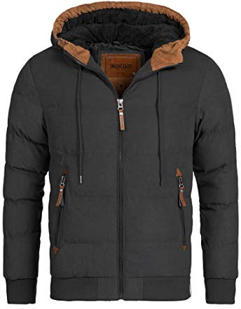 Indicode Hombres Adeline Chaqueta de invierno con capucha (forro de peluche) Black M