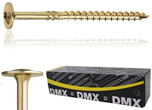 Tornillos de cabeza plana CT para madera con cabeza plana galvanizada amarilla Torx TX (8,0 x 180 mm, 50 unidades)