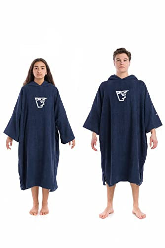 Buz Adults Navy Hooded Changing Robe for Beach, Swimming, Unisex Bath Robe Poncho
