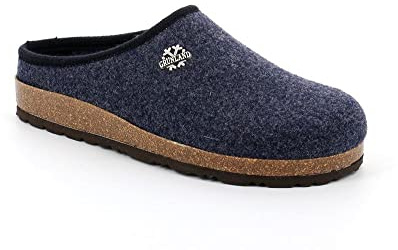 GRUNLAND Robi CB0173 11 Blu Blu Ciabatte Pantofole Uomo Chiuse in Lana Cotta Feltro Stile Tirolese altoatesine Panno Plantare Suola Sughero e Gomma (Numeric_44)