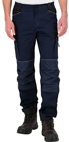 BWOLF Daytona Pantalon de Travail Homme Stretch Pantalon Travail Homme - Coton - Élasthanne - Nombreuses Poches, Bleu, L