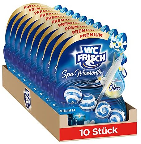 WC-Frisch Spa Momente Vitalität Toilettenstein (10 x 50g), WC Duftspüler mit luxuriösen, ätherischen Ölen, WC Stein für ein verwöhnendes & langanhaltendes Dufterlebnis 10er Pack