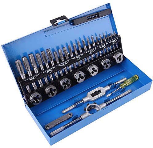 YyDDs Universal Tools 32 piezas/Set M3-M12 de aleación de acero de aleación y matrices, juego de matrices, llave de rosca, juego de matrices con caja de herramientas de mano