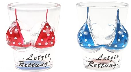 ELLUG 2er Set Schnapsglas aus Glas mit Bikinioberteil H:6cm Kapazität: 4cl/40ml